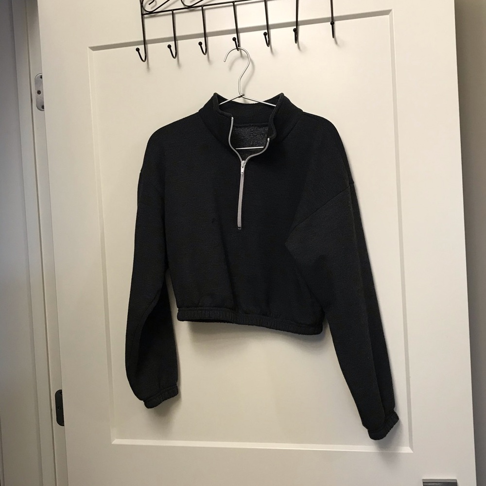 Los Angeles apparel crop sweatshirt hoodie dark grey